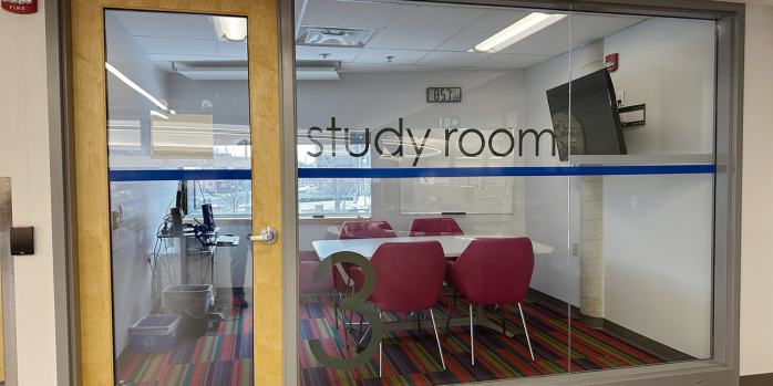 Group Study Room looking from outside through the glass